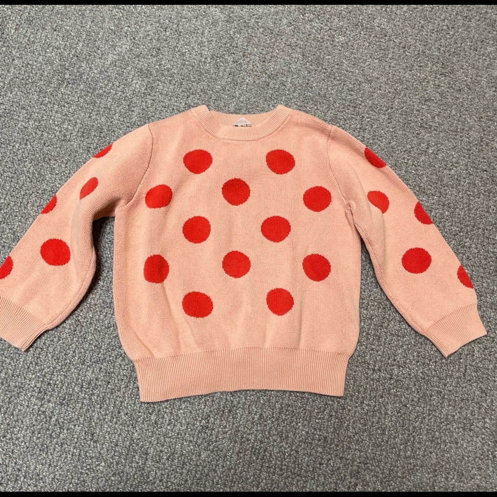 Arket pink sweater with red polka dots